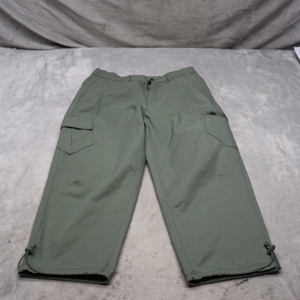 American Outdoorsman Pants Womens Medium Green Cargo Cinch Hem Hiking 29x22